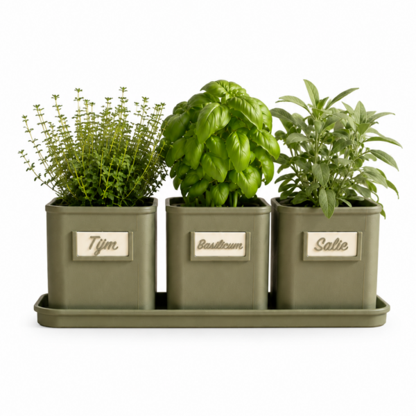 Herb Trio - houten kruidenpotjes